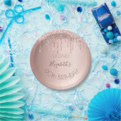 90歳の誕生日赤面バラ金ゴールドグリッタードライブ名 ペーパープレート (パーティー)