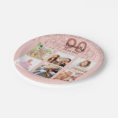 90歳の誕生日赤面バラ金ゴールドグリッター写真 ペーパープレート (アングル)