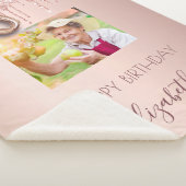 90歳の誕生日赤面ピンクローズ金ゴールドグリッター写真 シェルパブランケット (3/4)