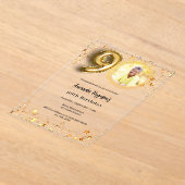 90歳の誕生日金ゴールドフォトスター澄ん アクリル招待状 (レイダウン)