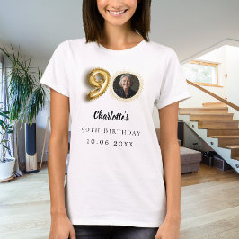 90歳の誕生日金ゴールド写真 Tシャツ