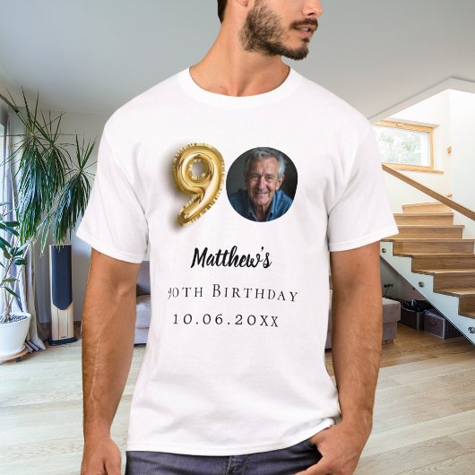 90歳の誕生日金ゴールド写真 Tシャツ