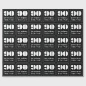 90歳の誕生日:アートデコ風の「90」&名前 ラッピングペーパー (フラット)