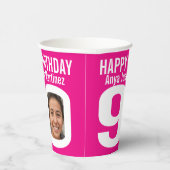 90歳の誕生日 カスタム 2枚の写真 ピンク 白 紙コップ (右)