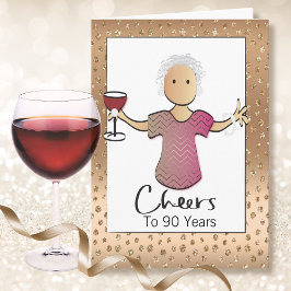 90歳の誕生日 ゴールド グラマラス エスニック 赤ワイン カード