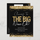 90歳の誕生日 ゴールド ブラック セーブ・ザ・デート ポストカード