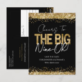 90歳の誕生日 ゴールド ブラック Save the Date ポストカード (正面/裏面)