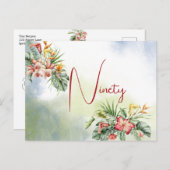 90歳の誕生日　トロピカルフラワーのご招待状 ポストカード (正面/裏面)