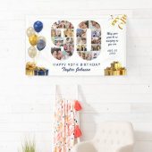 90歳の誕生日 ナンバー90 フォトコラージュ ホワイトゴールド 横断幕 (インサイチュ)