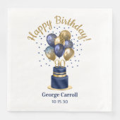 90歳の誕生日 ネイビーブルーのバルーンケーキ (正面)