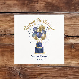 90歳の誕生日 ネイビーブルーのバルーンケーキ スタンダードカクテルナプキン