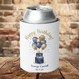 90歳の誕生日 ネイビーブルーのバルーンケーキ 缶クーラー