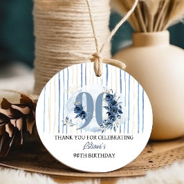 90歳の誕生日 フローラルナンバー コーストブルーパーティー フェイバータグ