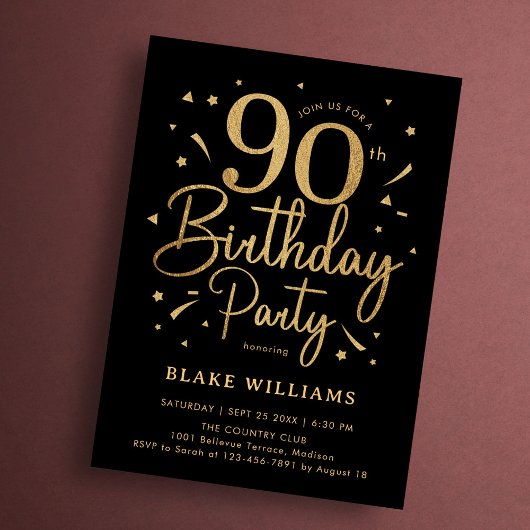 90歳の誕生日 ブラックゴールド 招待状