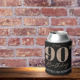 90歳の誕生日 ブラック+ゴールド グリッター ナンバー 缶クーラー