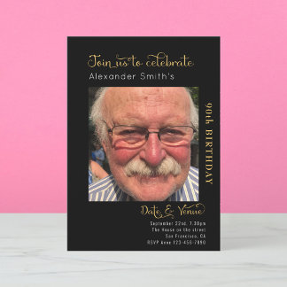 90歳の誕生日　ブラック　招待状 招待状