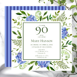 90歳の誕生日 ブルー・ハイドランジア 招待状
