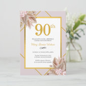 90歳の誕生日 ボーホー フラワーズ 招待状 (スタンド正面)