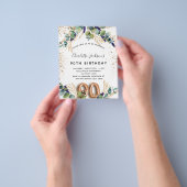 90歳の誕生日 ユーカリ 予算 招待状 チラシ (手)