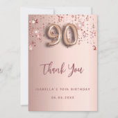 90歳の誕生日 ローズゴールドの星の感謝カード 招待状 (正面)