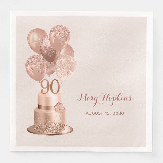 90歳の誕生日 ローズゴールドケーキ (正面)