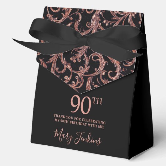 90歳の誕生日 ローズゴールド スワール お礼  フェイバーボックス (正面)