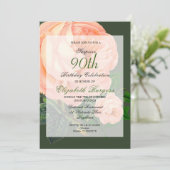 90歳の誕生日 ローズ パーソナル モノグラム 誕生日 招待状 (スタンド正面)