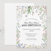 90歳の誕生日 ワイルドフラワーガーデン 招待状 (正面/裏面)