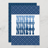 90歳の誕生日 現代的なネイビー V25 招待状 (正面/裏面)