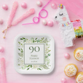 90歳の誕生日 白いアジサイ ペーパープレート (パーティー)