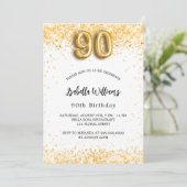 90歳の誕生日 白金箔のエレガントなデザイン 招待状 (スタンド正面)