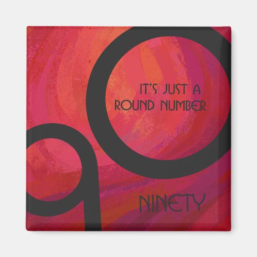 90歳の誕生日 赤 マグネット (正面)