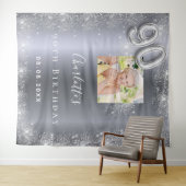 90歳の誕生日 銀の写真 グリッター ウェルカム タペストリー (インサイチュ(横))