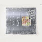 90歳の誕生日 銀の写真 グリッター ウェルカム タペストリー (正面(横))