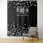 90歳の誕生日 銀 黒のコンフェッティ 背景 タペストリー (インサイチュ)