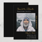 90歳の誕生日 黒 招待状 (正面/裏面)