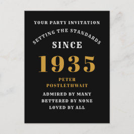 90歳の誕生日 1935 ブラック ゴールド ポストカード