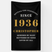 90歳の誕生日 1936年生まれ 名前を追加 ブラックゴールド 横断幕 (縦)
