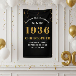 90歳の誕生日 1936年生まれ 名前を追加 ブラックゴールド 横断幕