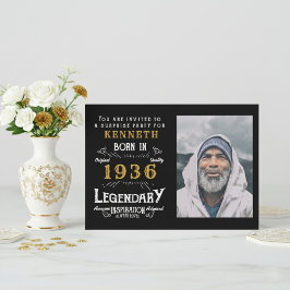 90歳の誕生日 1936 ヴィンテージ ブラック ゴールド オーダーメイド 招待状