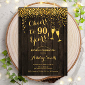 90歳の誕生日 - 90年のお祝いに乾杯 ゴールドウッド 招待状
