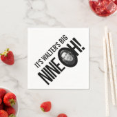 90歳の誕生日NINE OH!フォトモノ白黒 スタンダードカクテルナプキン (インサイチュ)