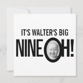 90歳の誕生日NINE OH！フォトモノ白黒 招待状 (正面)