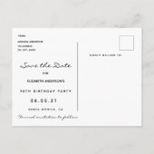 90歳の誕生日Save the Date tropical black金ゴールド ポストカード (裏面)