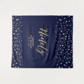 90歳の金ゴールドと海軍90歳の誕生日パーティーの背景 タペストリー (正面(横))