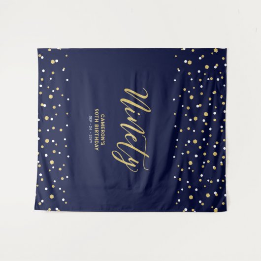 90歳の金ゴールドと海軍90歳の誕生日パーティーの背景 タペストリー (正面(横))