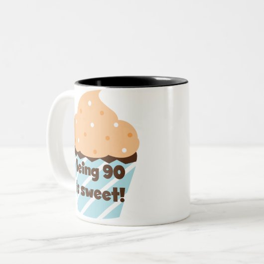 90歳は甘い誕生日Tシャツとプレゼント ツートーンマグカップ (正面左)