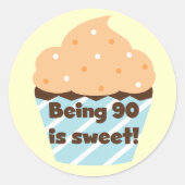 90歳は甘い誕生日Tシャツとプレゼント ラウンドシール (正面)