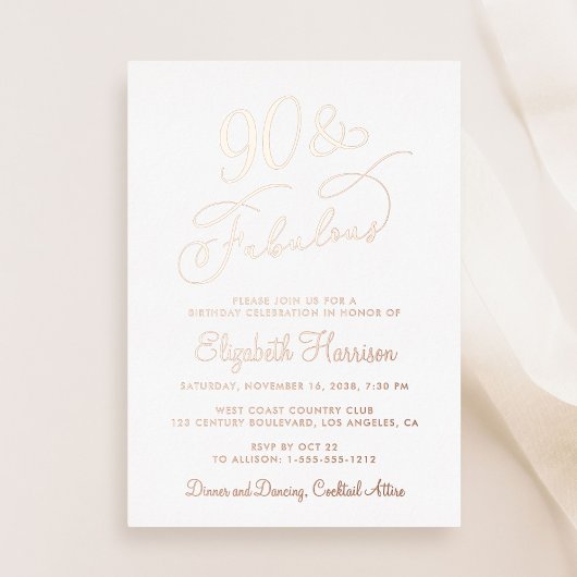 90歳エレガントと素晴らしい90歳の誕生日パーティー 箔招待状
