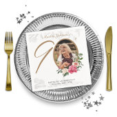 90歳エレガント誕生日パーティーフローラ植物写真 スタンダードカクテルナプキン